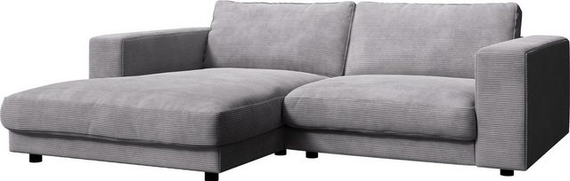 DELIFE Ecksofa Cubico, Cord Silbergrau 250x190 cm Recamiere links Ecksofa günstig online kaufen