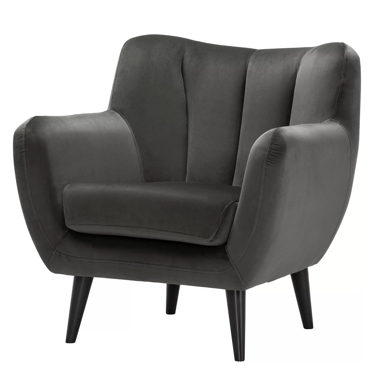 home24 Norrwood Sessel Polva I Grau Samt 84x82x81 cm (BxHxT) günstig online kaufen