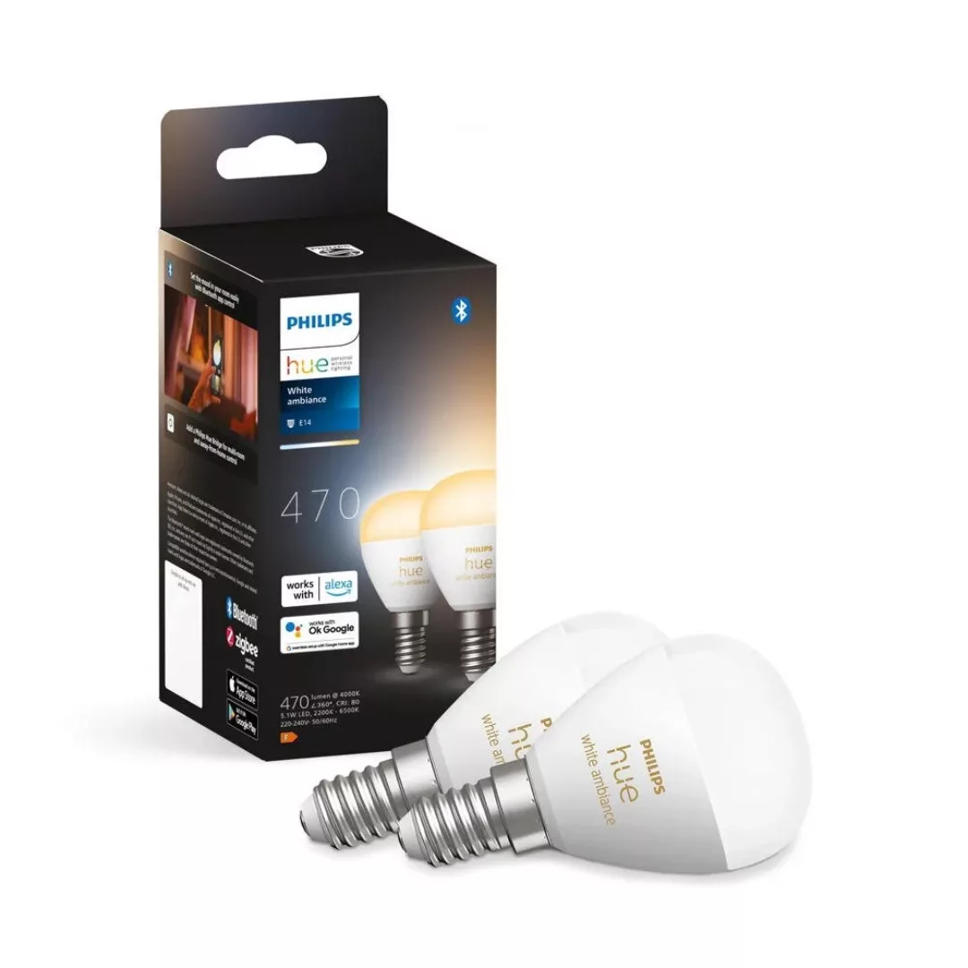 Philips Hue White Ambiance E14 5,1W 470lm 2er-Set günstig online kaufen