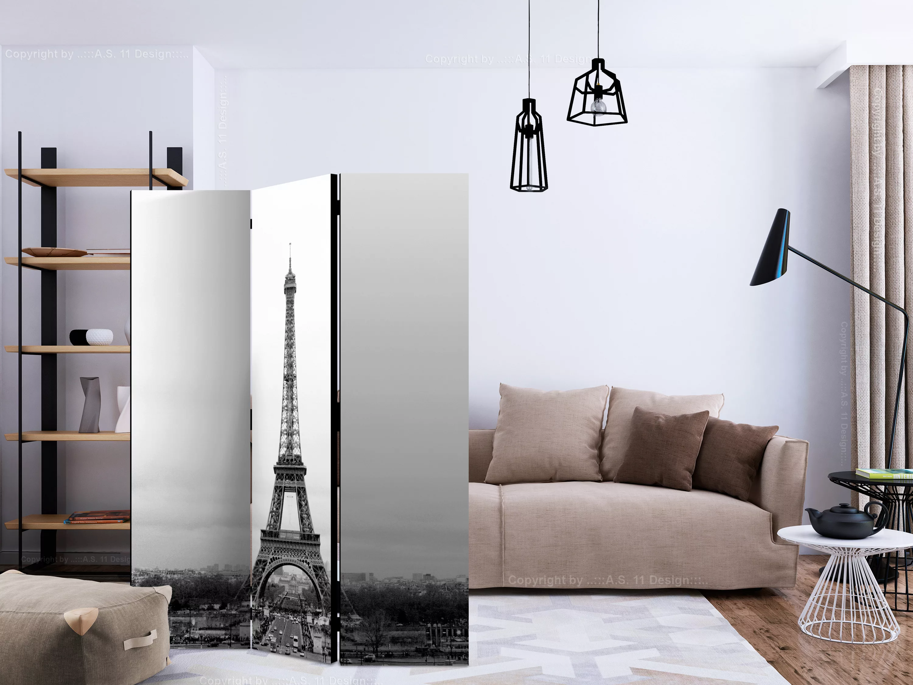 3-teiliges Paravent - Paris: Black And White Photography [room Dividers] günstig online kaufen