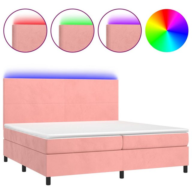 vidaXL Boxspringbett Boxspringbett mit Matratze & LED Samt (200 x 200 cm, R günstig online kaufen