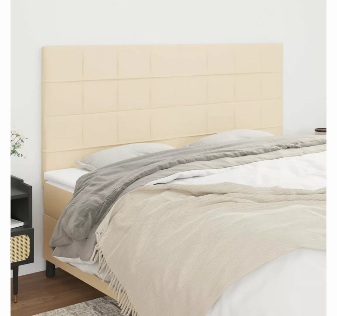 vidaXL Bett, Kopfteile 4 Stk. Creme 100x5x78/88 cm Stoff günstig online kaufen