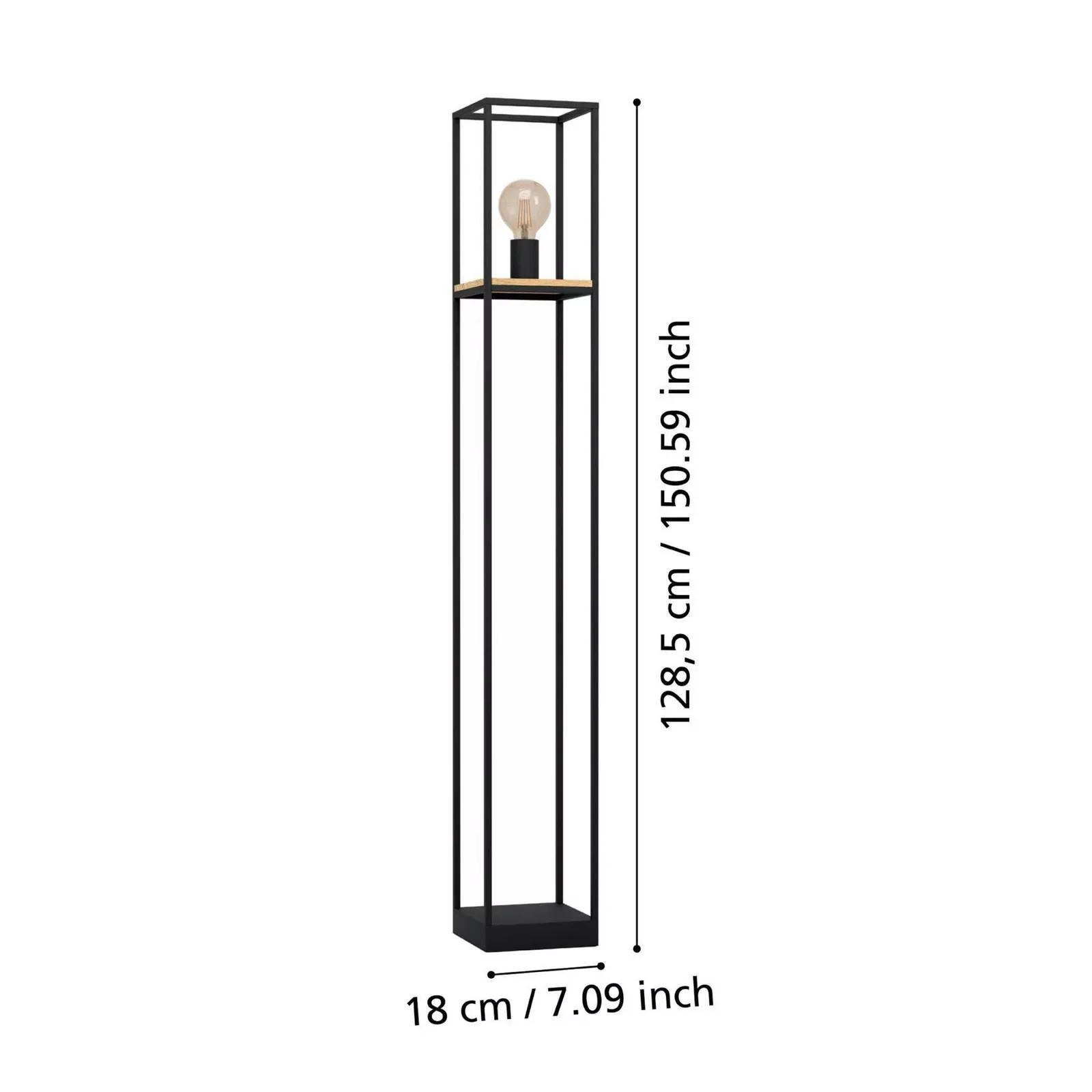 Stehleuchte Libertad, Höhe 128,5 cm, schwarz/holz, Stahl günstig online kaufen
