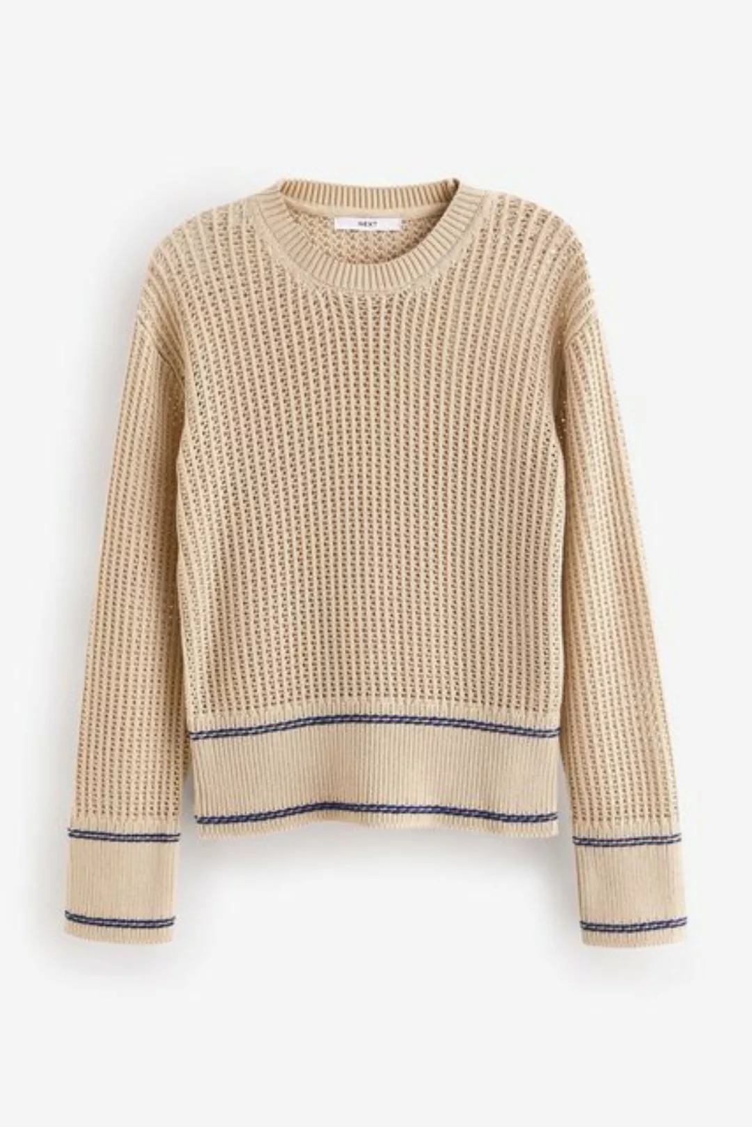 Next Rundhalspullover Gerippter Pullover mit Ziermaschen (1-tlg) günstig online kaufen