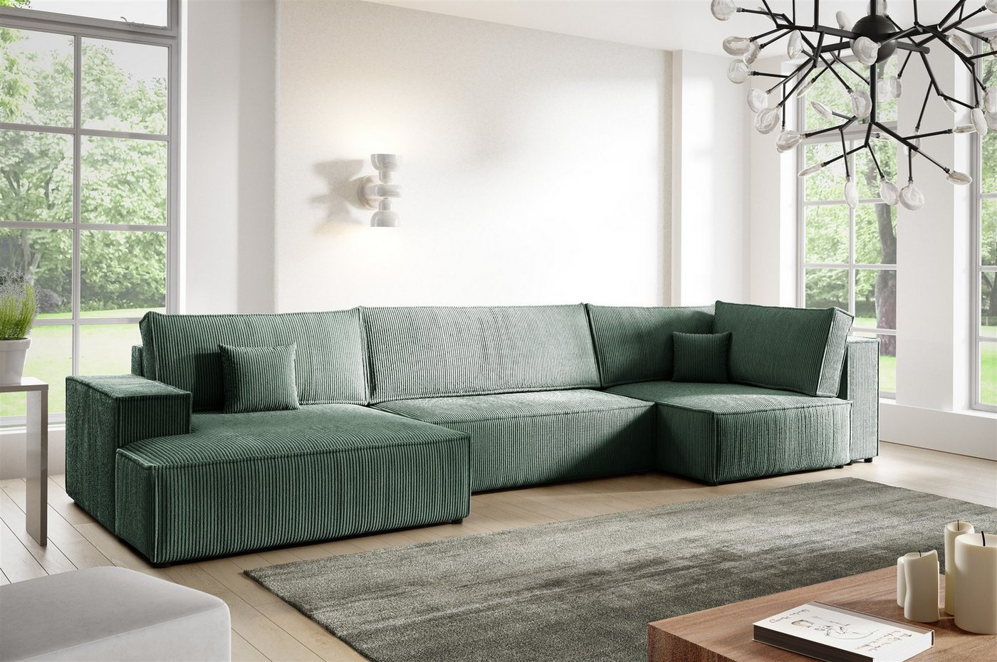 Fun Möbel Wohnlandschaft Sofa CORUNIA mit Schlaffunktion und Ottomane in St günstig online kaufen