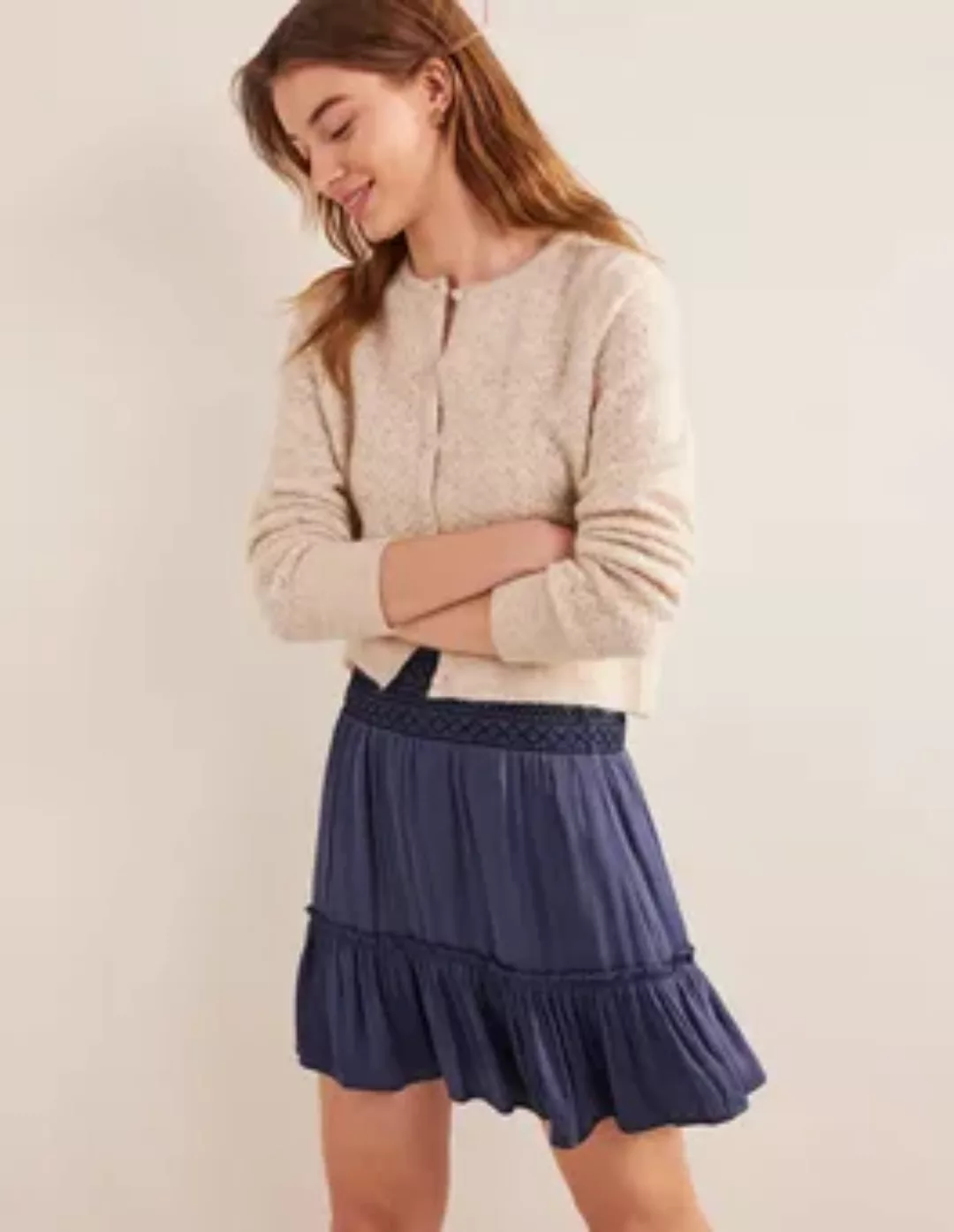 Minirock mit geraffter Taille Damen Boden, Nachtblau günstig online kaufen