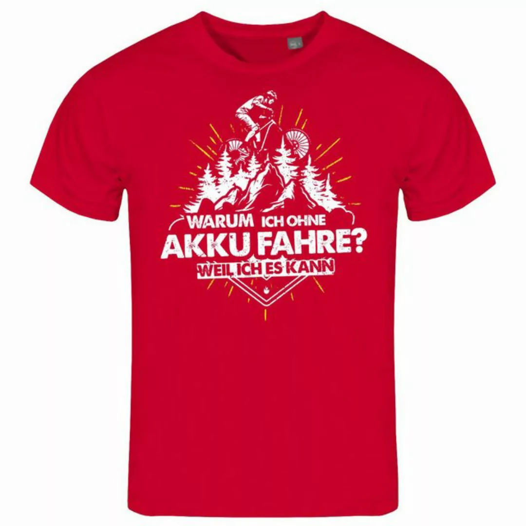 deinshirt Print-Shirt Herren T-Shirt Warum ich ohne Akku fahre - weil ich e günstig online kaufen