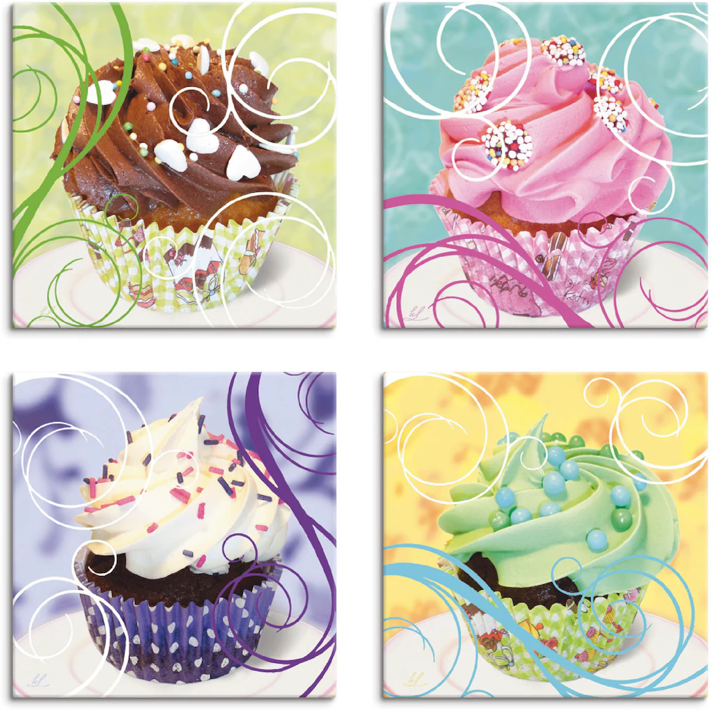Artland Leinwandbild »Cupcakes«, Süßspeisen, (4 St.), 4er Set, verschiedene günstig online kaufen