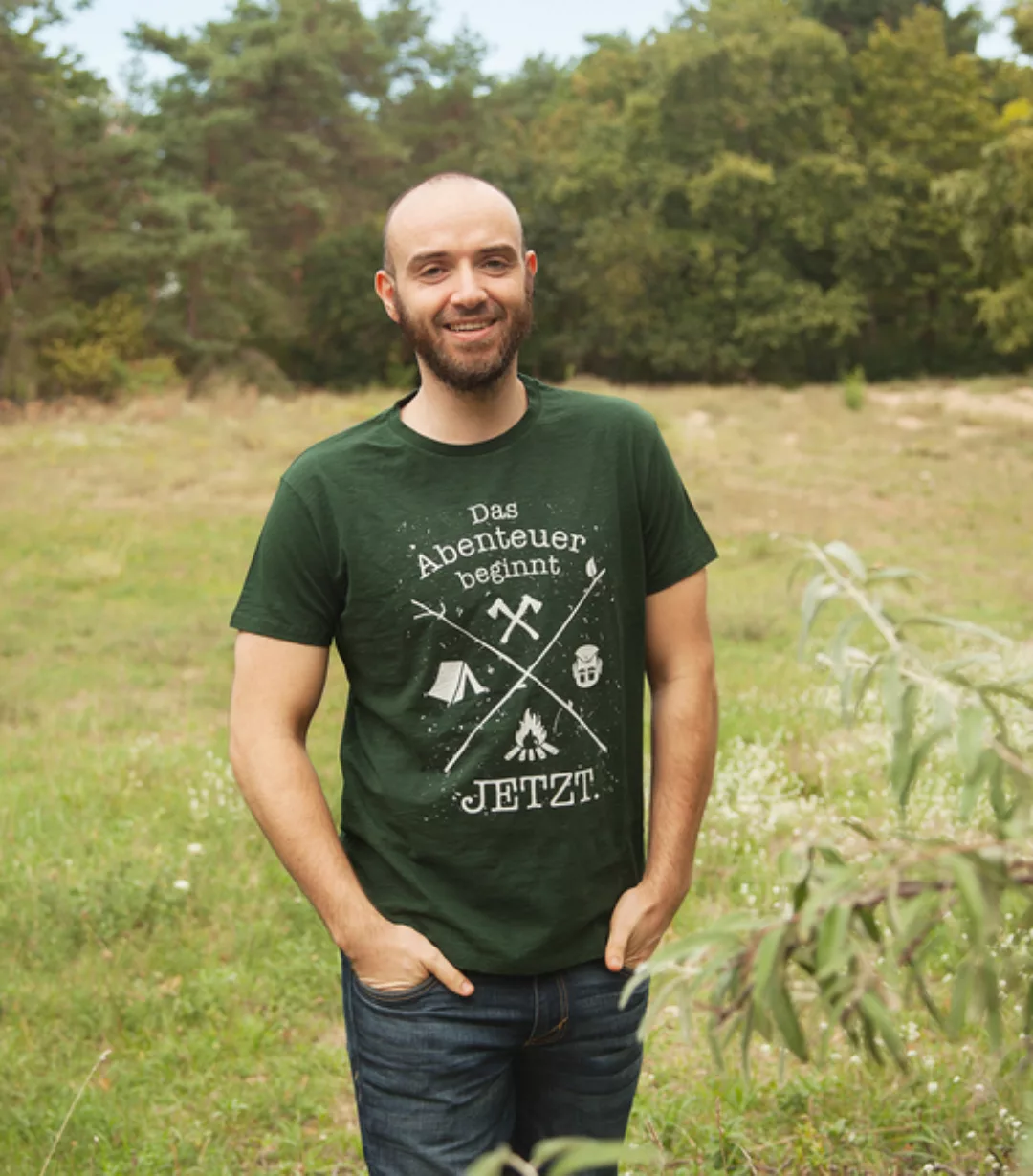 Das Abenteuer Beginnt Jetzt. - Fair Gehandeltes Bio Männer T-shirt - Slub G günstig online kaufen