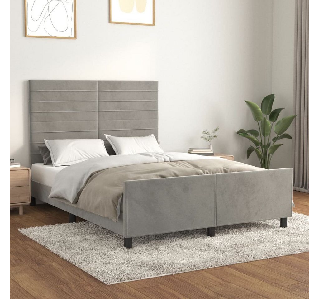 furnicato Bett Bettgestell mit Kopfteil Hellgrau 140x200 cm Samt günstig online kaufen