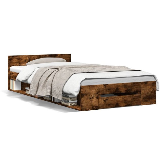 vidaXL Bett, Bettgestell mit Schublade Räuchereiche 90x190 cm Holzwerkstoff günstig online kaufen