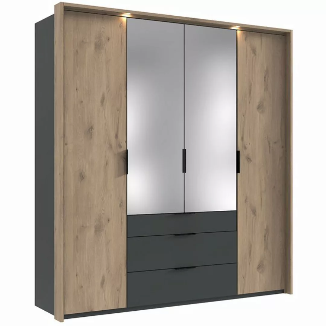 Lomadox Kleiderschrank BIELLA-43 Garderobenschrank inkl. Beleuchtung 204 cm günstig online kaufen