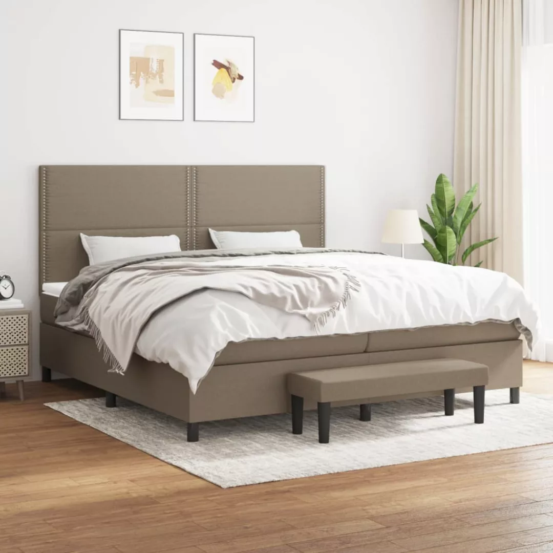 Vidaxl Boxspringbett Mit Matratze Taupe 200x200 Cm Stoff günstig online kaufen