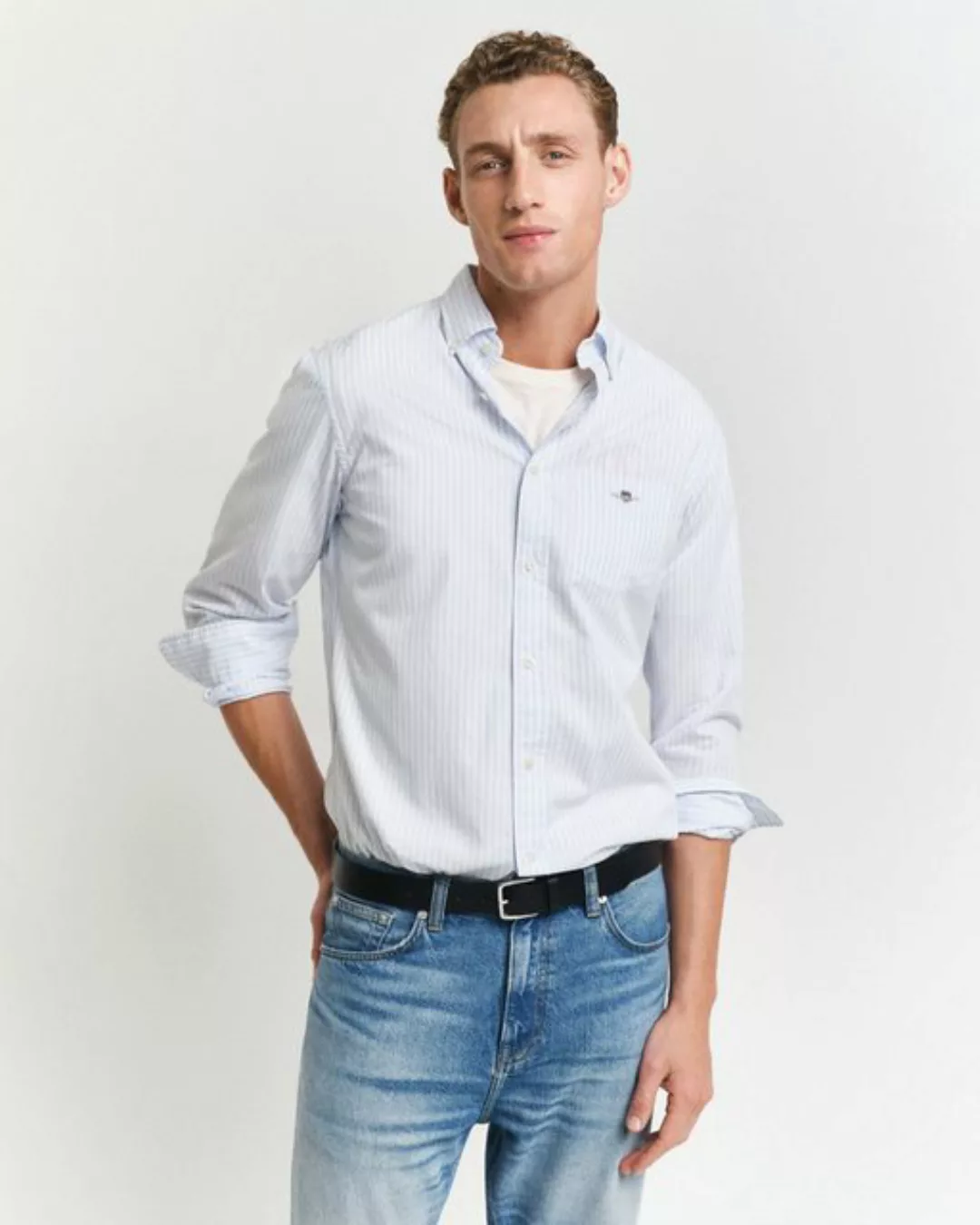 Gant Langarmhemd "REG POPLIN GINGHAM SHIRT", mit Logostickerei auf der Brus günstig online kaufen