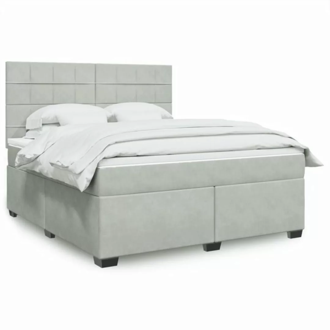 vidaXL Boxspringbett, Boxspringbett mit Matratze Hellgrau 180x200 cm Samt günstig online kaufen