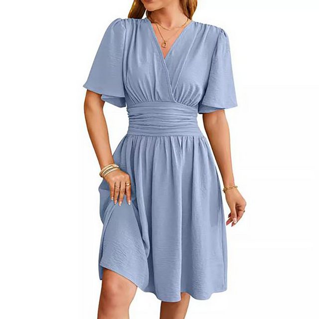 BlauWave A-Linien-Kleid Tailliertes Kleid mit ausgestellten Ärmeln und V-Au günstig online kaufen