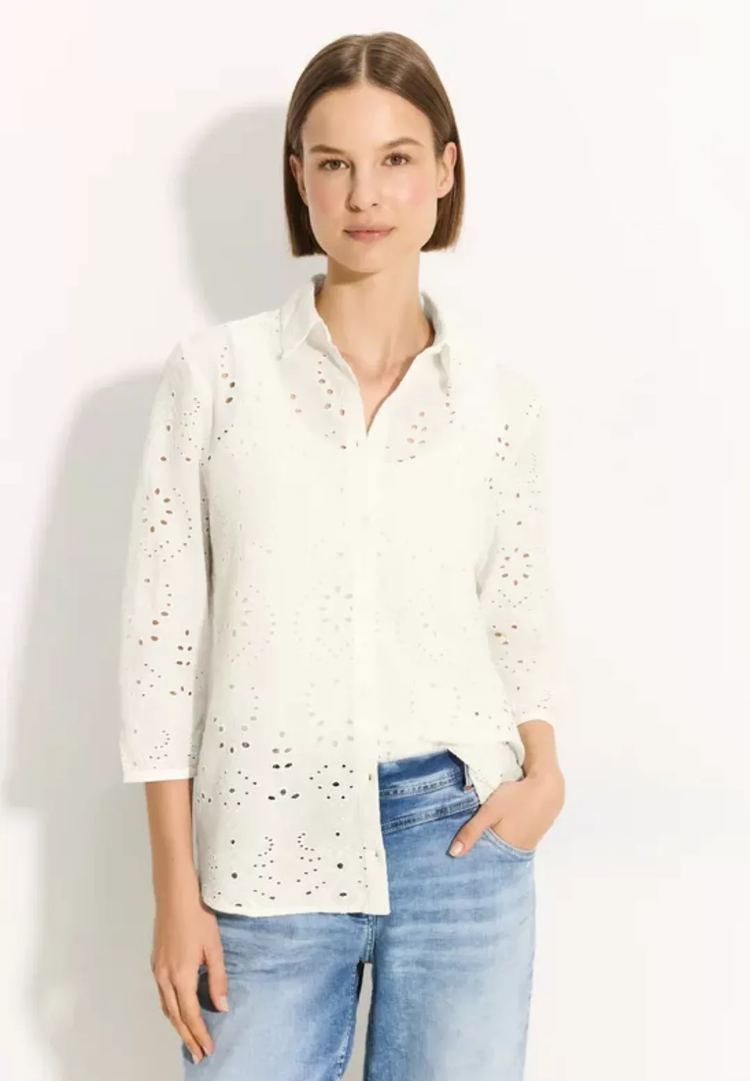 Cecil Klassische Bluse Solid Embroidery Blouse günstig online kaufen