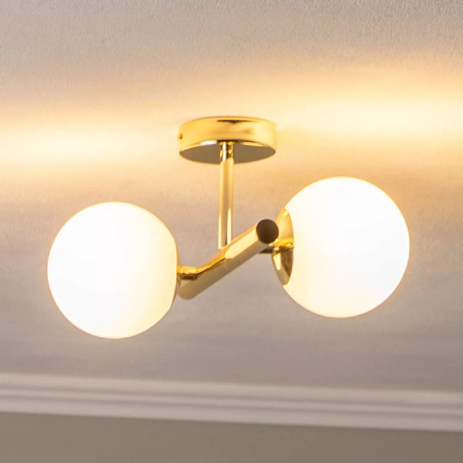 Deckenlampe Linea, gold, zweiflammig günstig online kaufen