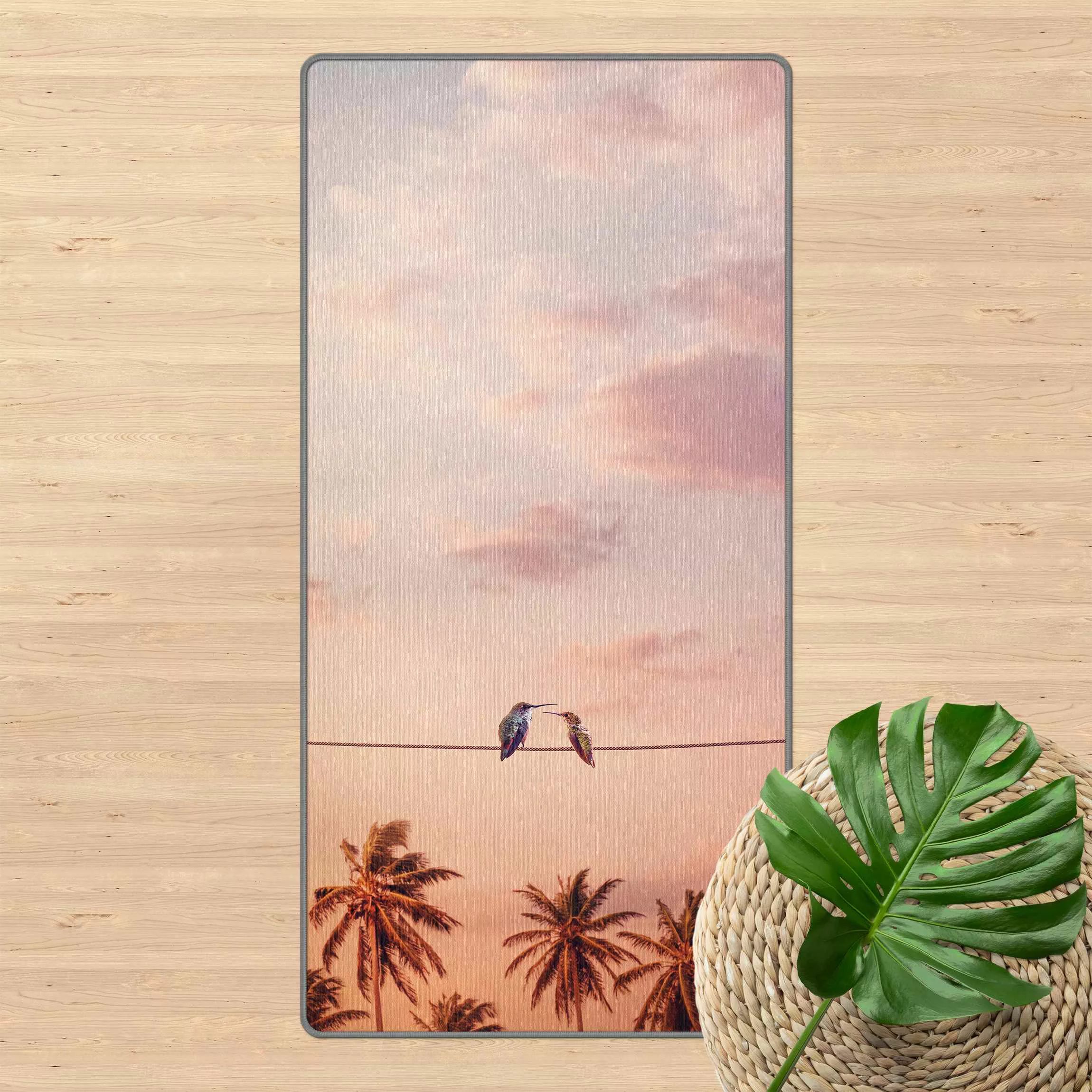 Teppich Sonnenuntergang mit Kolibris günstig online kaufen