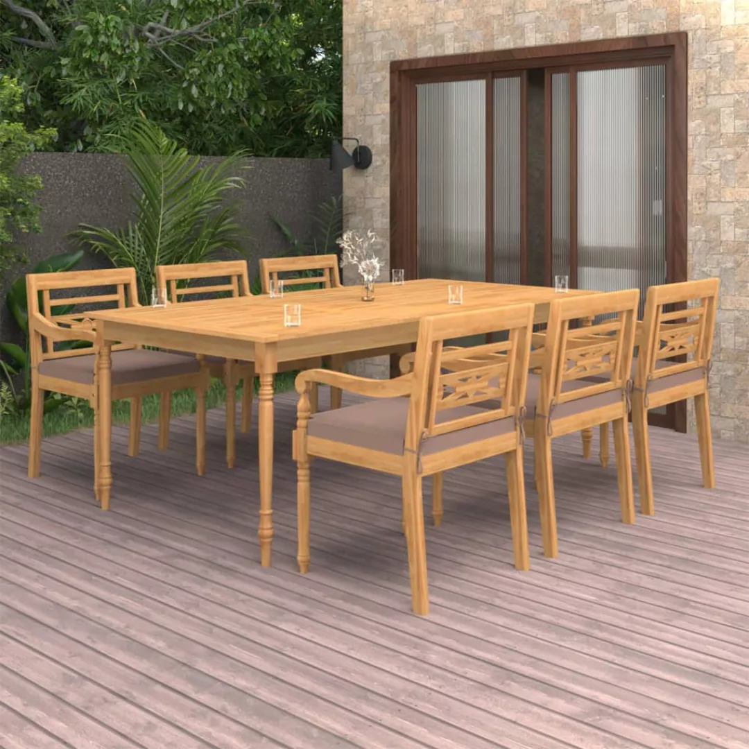 7-tlg. Garten-essgruppe Mit Kissen Massivholz Teak günstig online kaufen