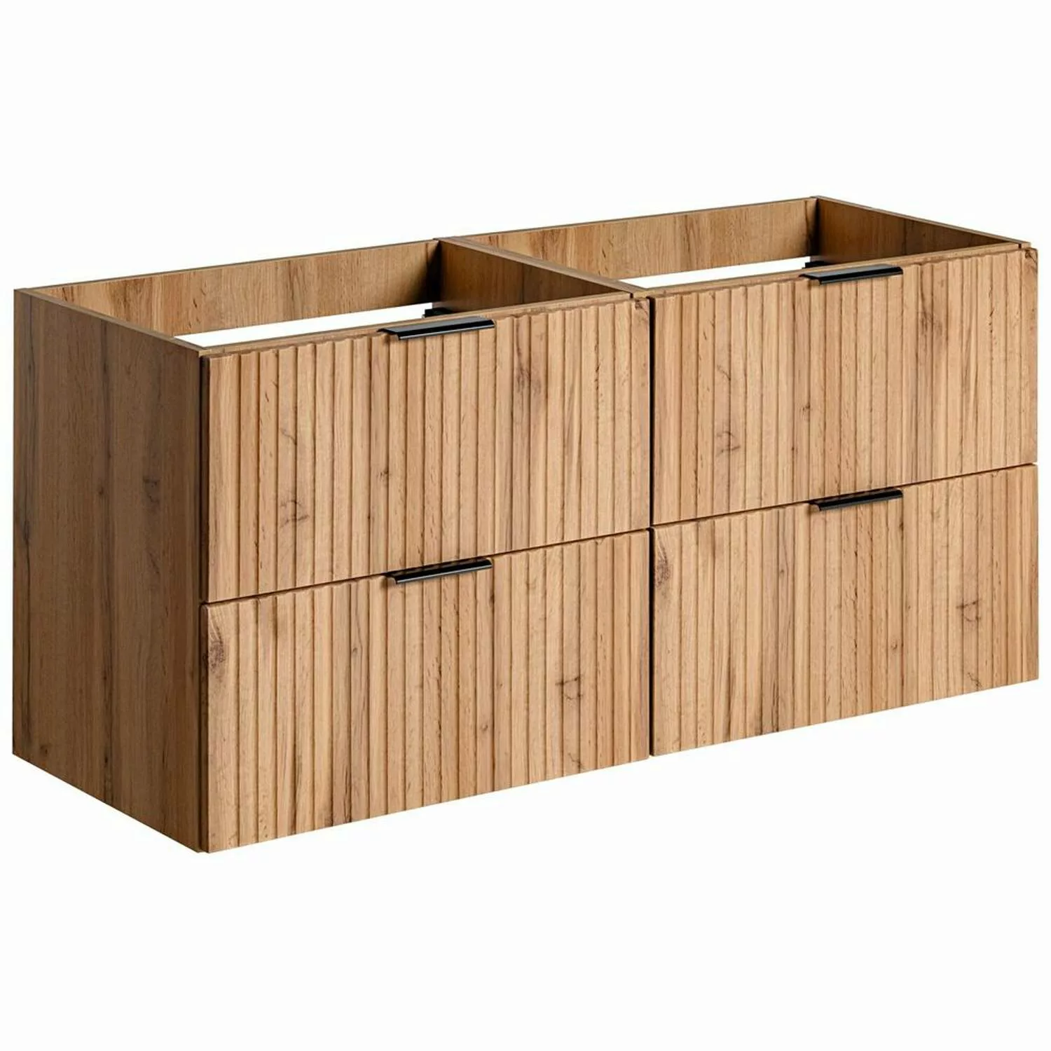 Waschtischunterschrank 120cm ADELAIDE-56 Wotaneiche mit gerillter Front, B/ günstig online kaufen