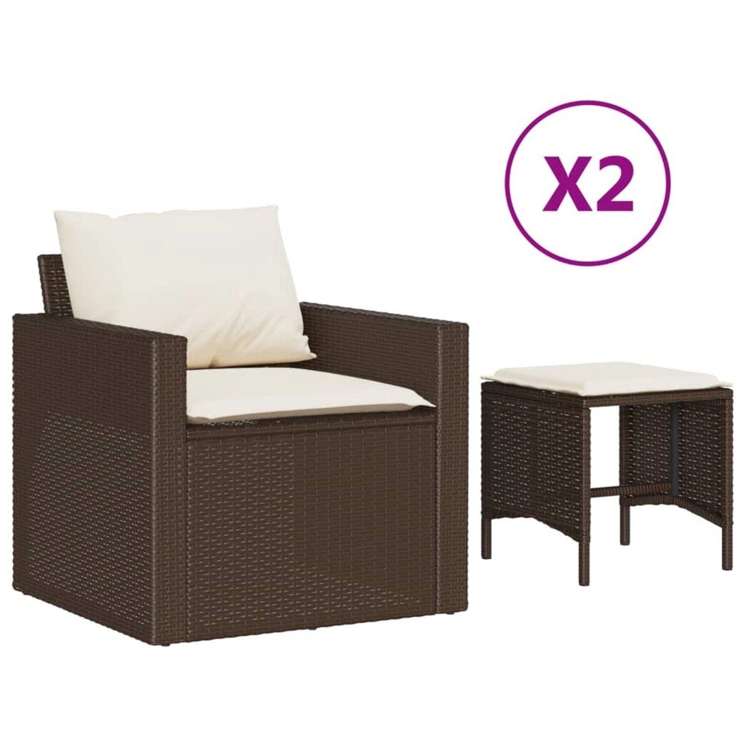 vidaXL 4-Tlg Garten-Sofagarnitur mit Kissen Braun Poly Rattan 366360 günstig online kaufen