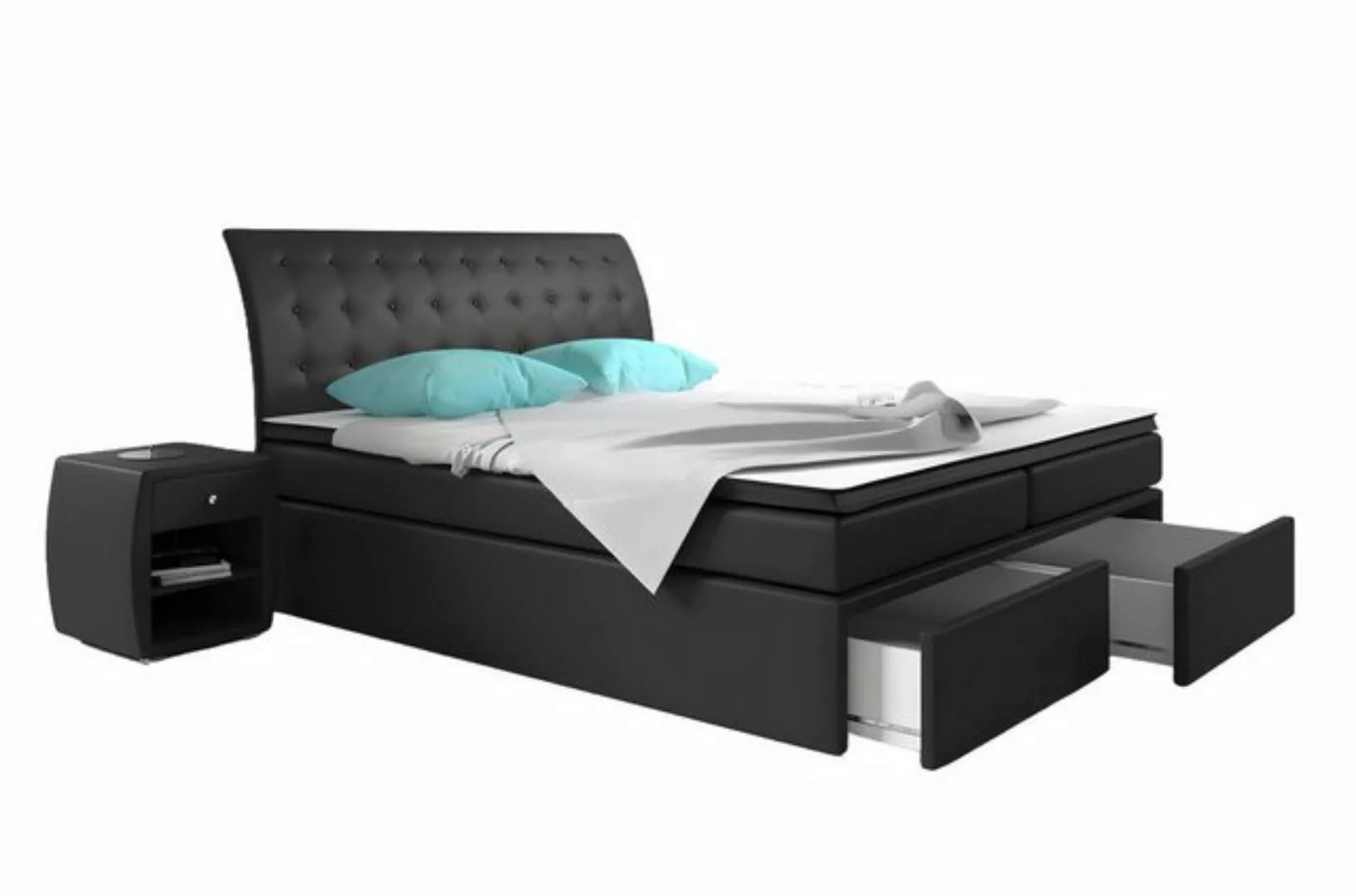 JVmoebel Bett, Boxspringbett Betten Bett Polster Kunstleder Designer Hotel günstig online kaufen