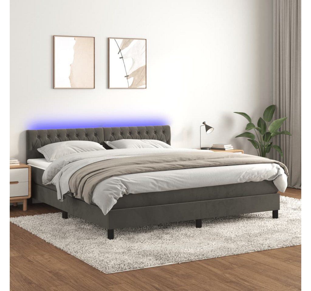 vidaXL Boxspringbett Bett Boxspringbett mit Matratze & LED Samt (160 x 200 günstig online kaufen