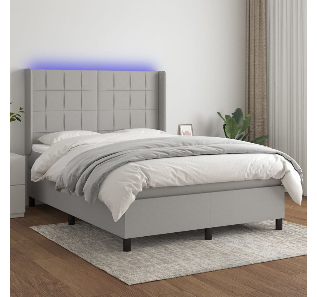 vidaXL Boxspringbett Boxspringbett mit Matratze und LED Stoff (140 x 200 cm günstig online kaufen