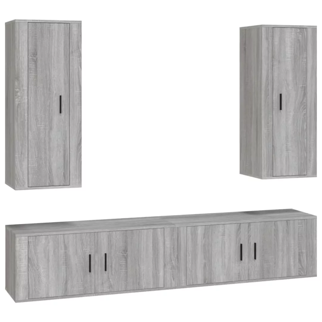 Vidaxl 4-tlg. Tv-schrank-set Grau Sonoma Holzwerkstoff günstig online kaufen