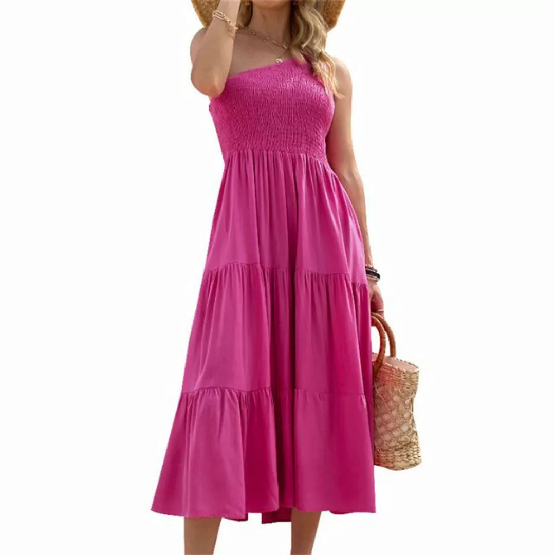 RUZU UG Dirndl Kleid Damenmode Einfaches One-Shoulder-Party-langes Kleid günstig online kaufen