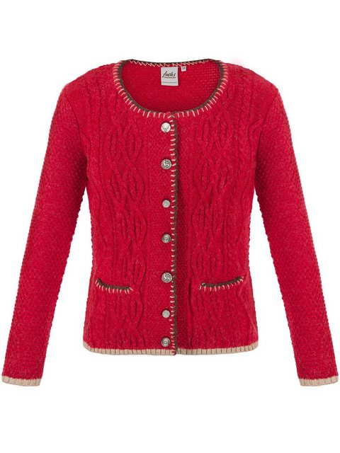 FUCHS Trachtenstrickjacke Trachtenstrickjacke Steffi rot (1-tlg) mit Eingri günstig online kaufen