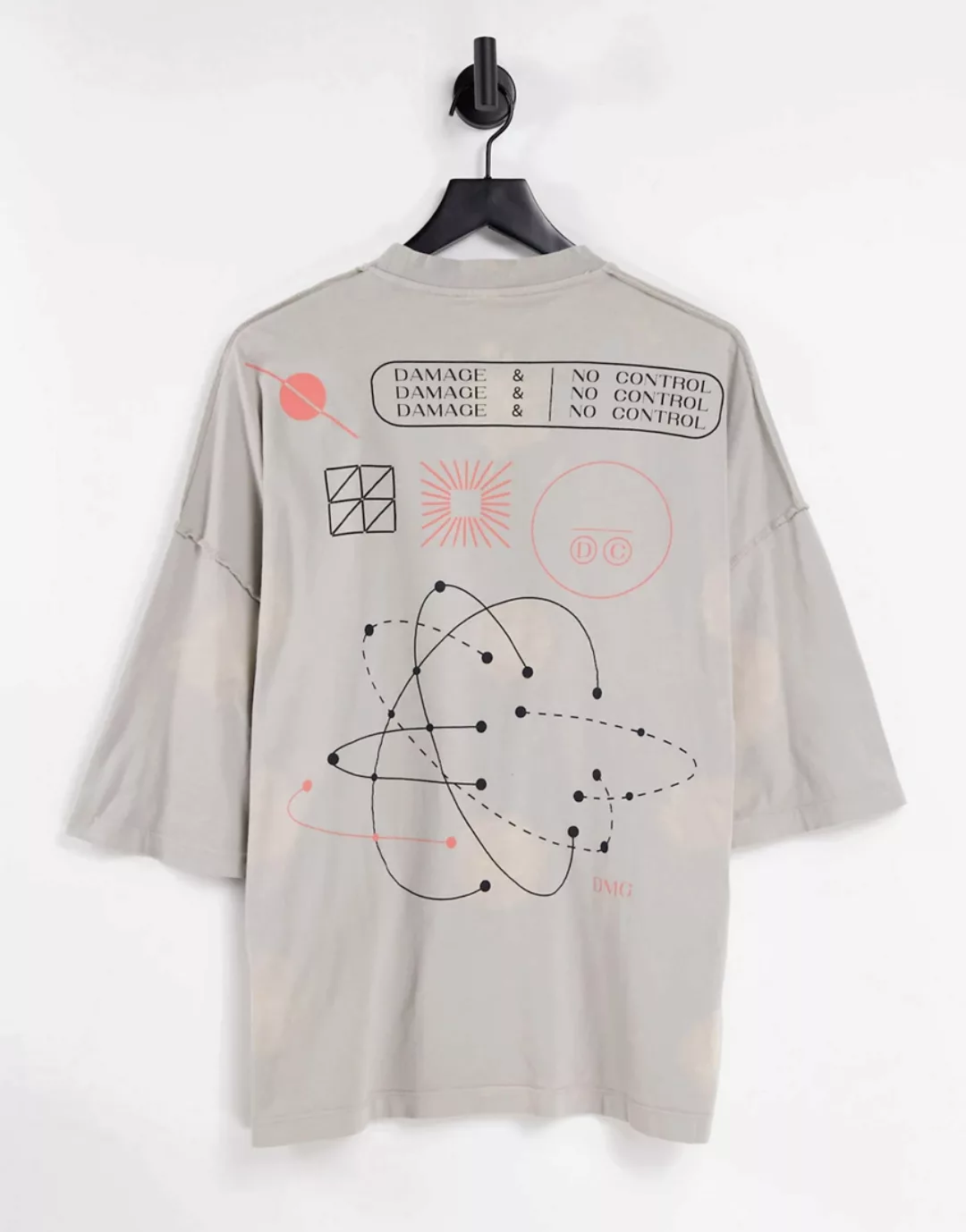 ASOS DESIGN – Oversize-T-Shirt in ausgebleichter Waschung mit Rückenprint-N günstig online kaufen