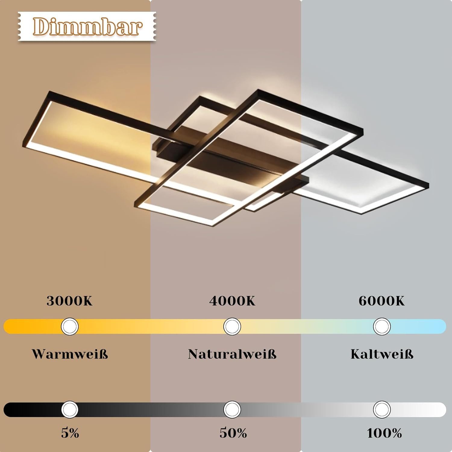 Nettlife LED Deckenleuchte Modern Schwarz 35W günstig online kaufen