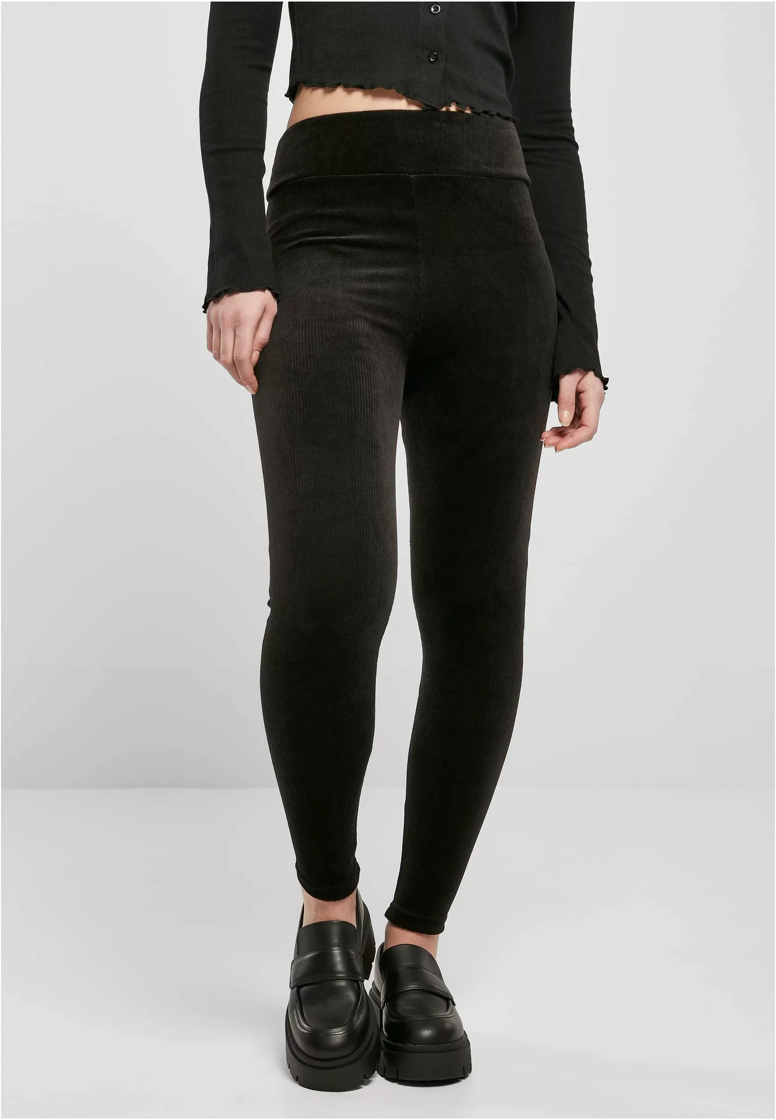 URBAN CLASSICS Leggings "Urban Classics Damen Ladies High Waist Rib Velvet günstig online kaufen