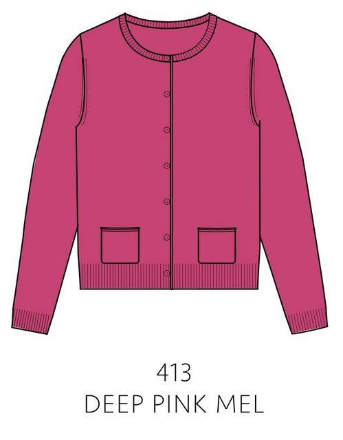 IN LINEA Strickjacke NOS Cardigan, Rundhals, 413 DEEP PINK MEL. günstig online kaufen