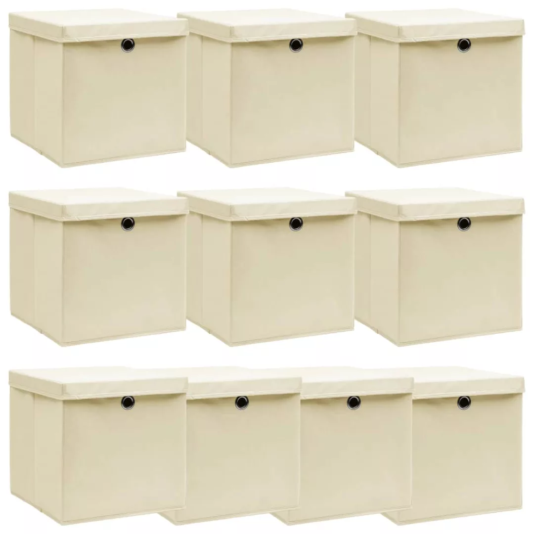 Aufbewahrungsboxen Mit Deckel 10 Stk. Creme 32x32x32 Cm Stoff günstig online kaufen