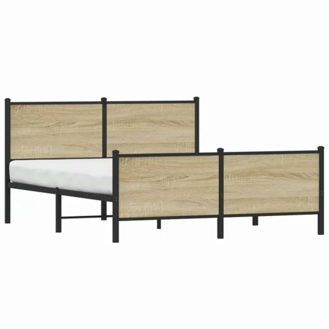 vidaXL Bett Metallbett ohne Matratze Sonoma-Eiche 140x200 cm günstig online kaufen