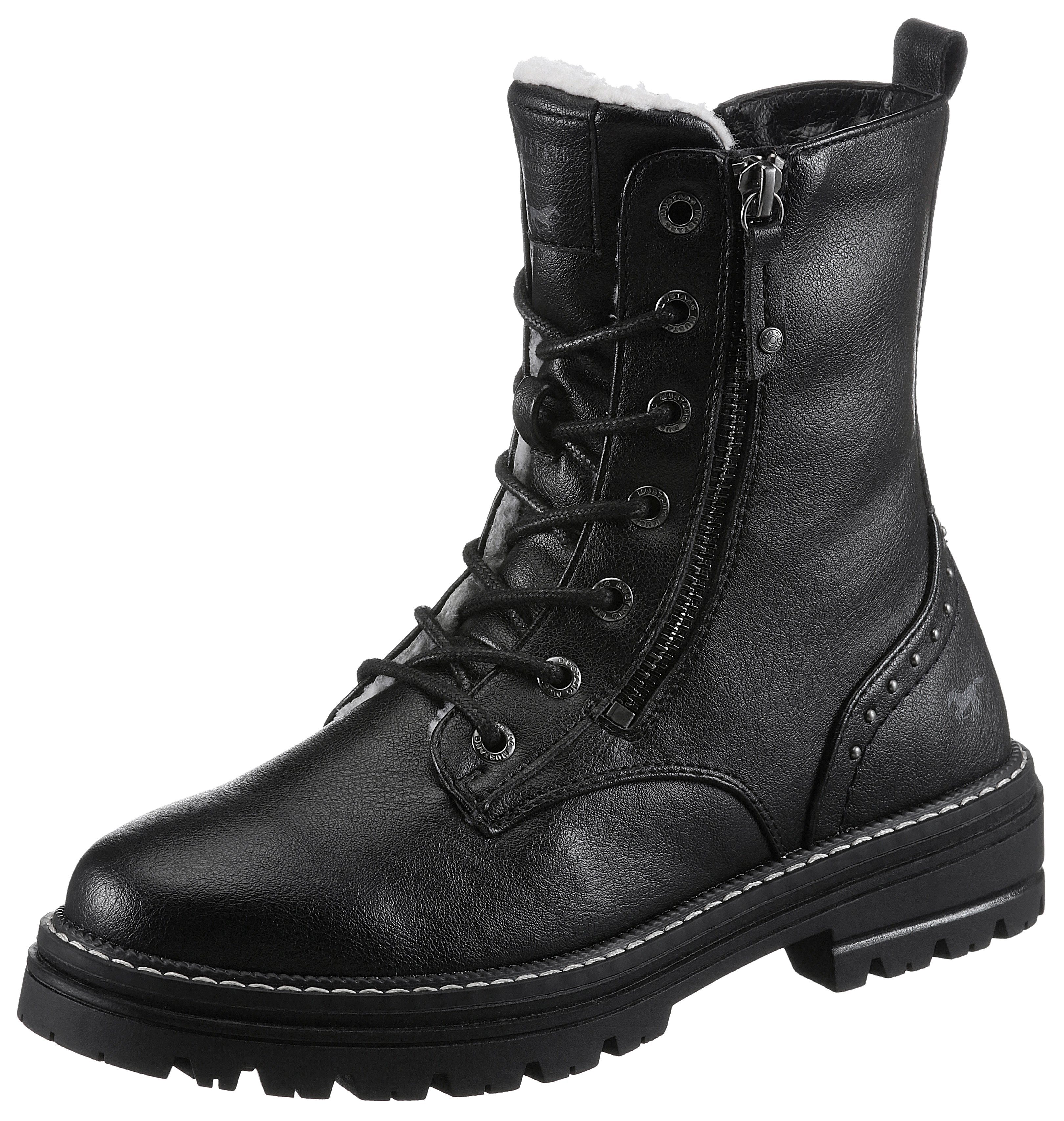 Mustang Shoes Winterboots, Blockabsatz, Winterstiefelette, Schnürboots, günstig online kaufen