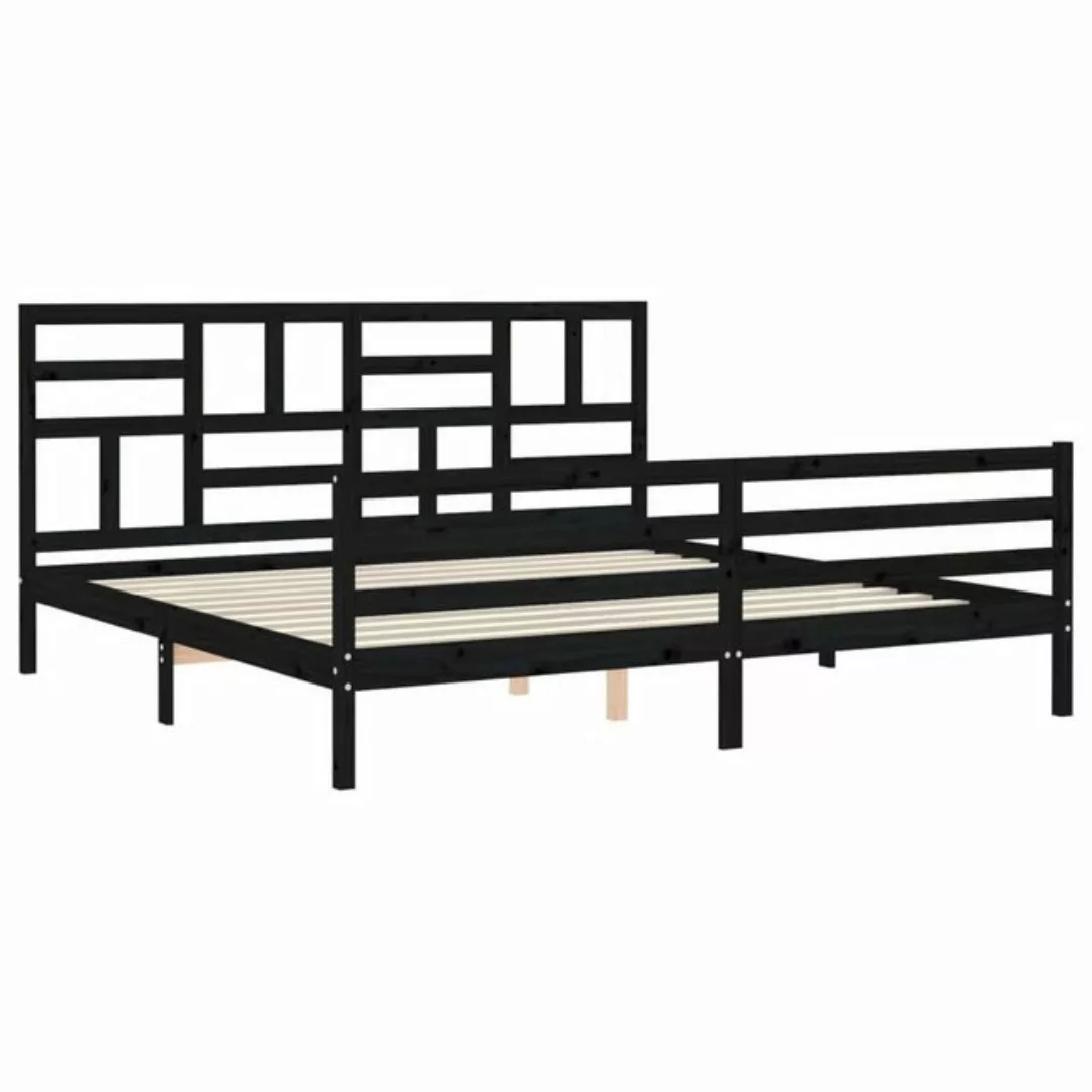 vidaXL Bett Massivholzbett mit Kopfteil Schwarz 200x200 cm günstig online kaufen