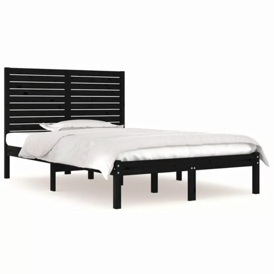 furnicato Bettgestell Massivholzbett Schwarz 140x190 cm günstig online kaufen