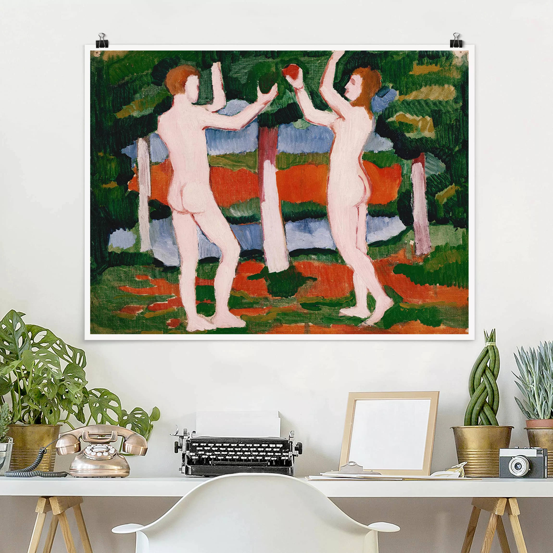 Poster Kunstdruck - Querformat August Macke - Adam und Eva günstig online kaufen