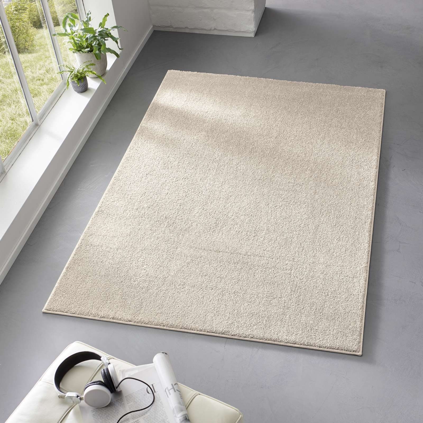 TaraCarpet Teppich Kurzflor-Frisee-Teppich Madrid Uni, rechteckig, günstig online kaufen