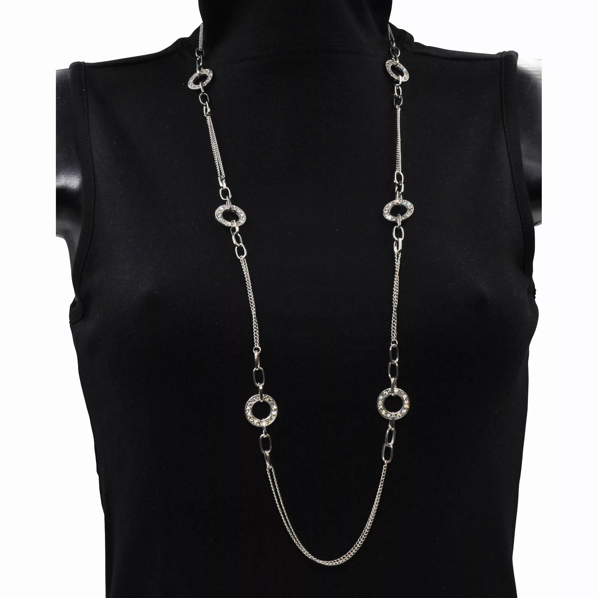 Steuer Lange Kette Metallkette rhodiumfarben mit günstig online kaufen