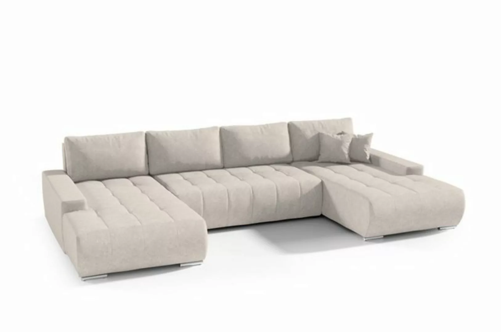 Compleo Ecksofa mit Schlaffunktion aus Velourstoff MONA, mit Bettkasten, U- günstig online kaufen