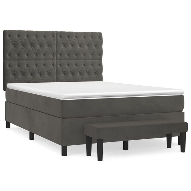 Vidaxl Boxspringbett Mit Matratze Dunkelgrau 140x190 Cm Samt günstig online kaufen