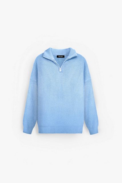 Abluka Strickpullover Gestrickter Relaxed Half Zip Sweater Blau – Must-Have günstig online kaufen