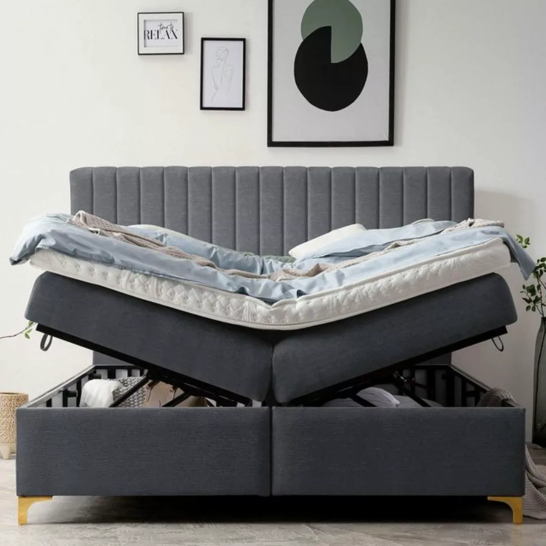 BettCo Stauraumbett Boxspringbett mit Bettkasten Paris (in Anthrazit Websto günstig online kaufen