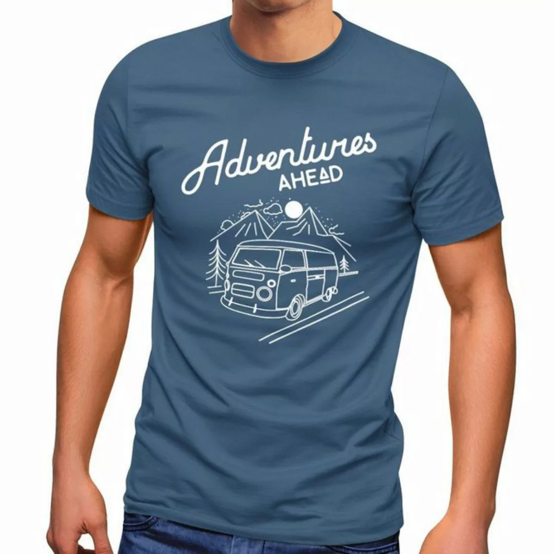 MoonWorks Print-Shirt Herren T-Shirt Bus Retro Abenteuer Adventures Ahead M günstig online kaufen