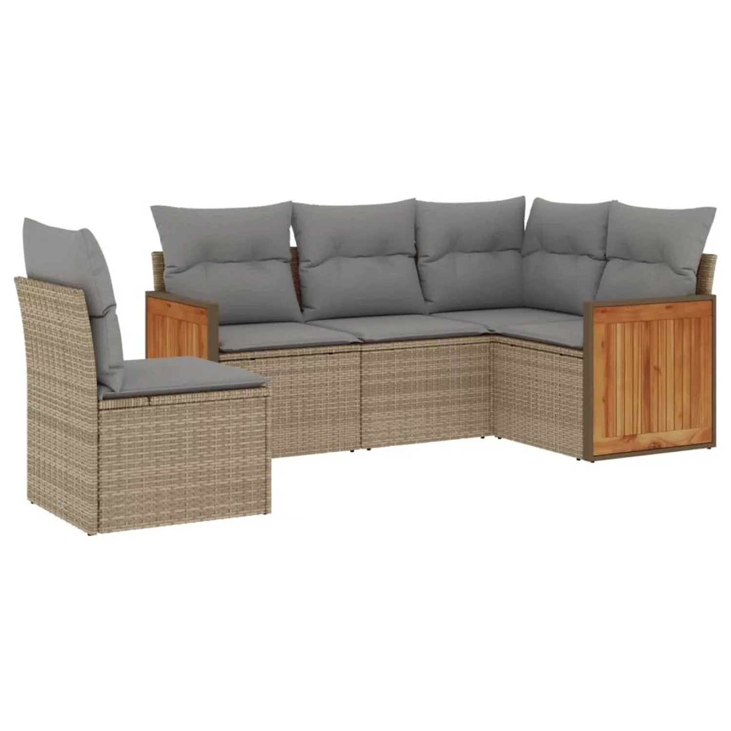 vidaXL 5-tlg Garten-Sofagarnitur mit Kissen Beige Poly Rattan Modell 113 günstig online kaufen